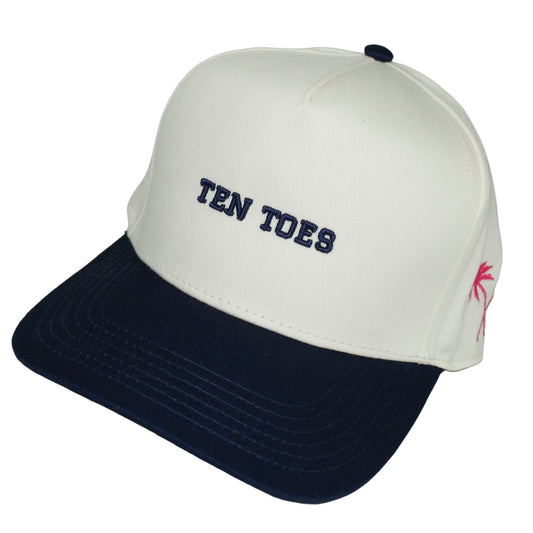 Navy Blue & Off White Ten Toes Snapback (Pink Palm Tree)