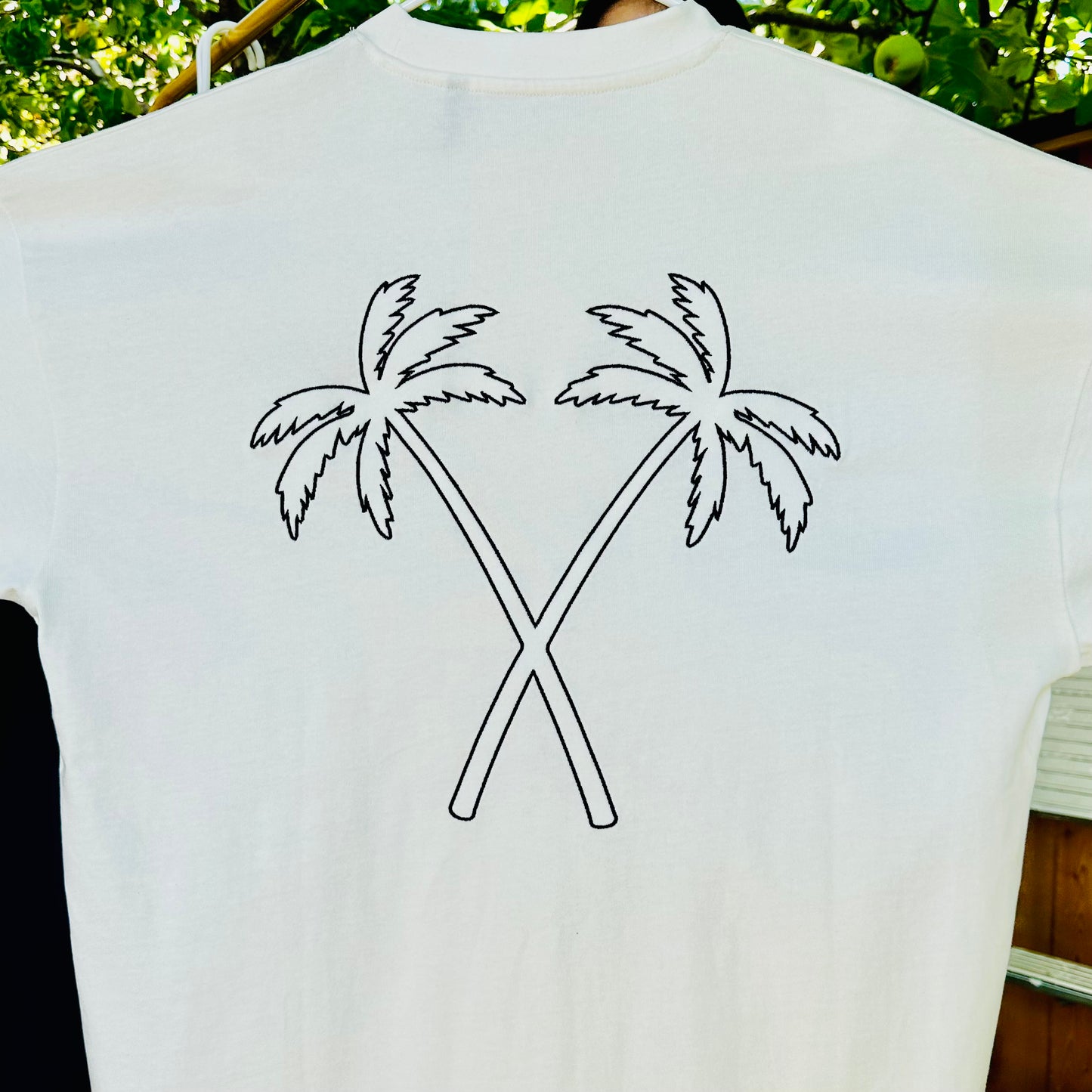 CREAM & BLACK ON A MISSION PALM TREE TEE