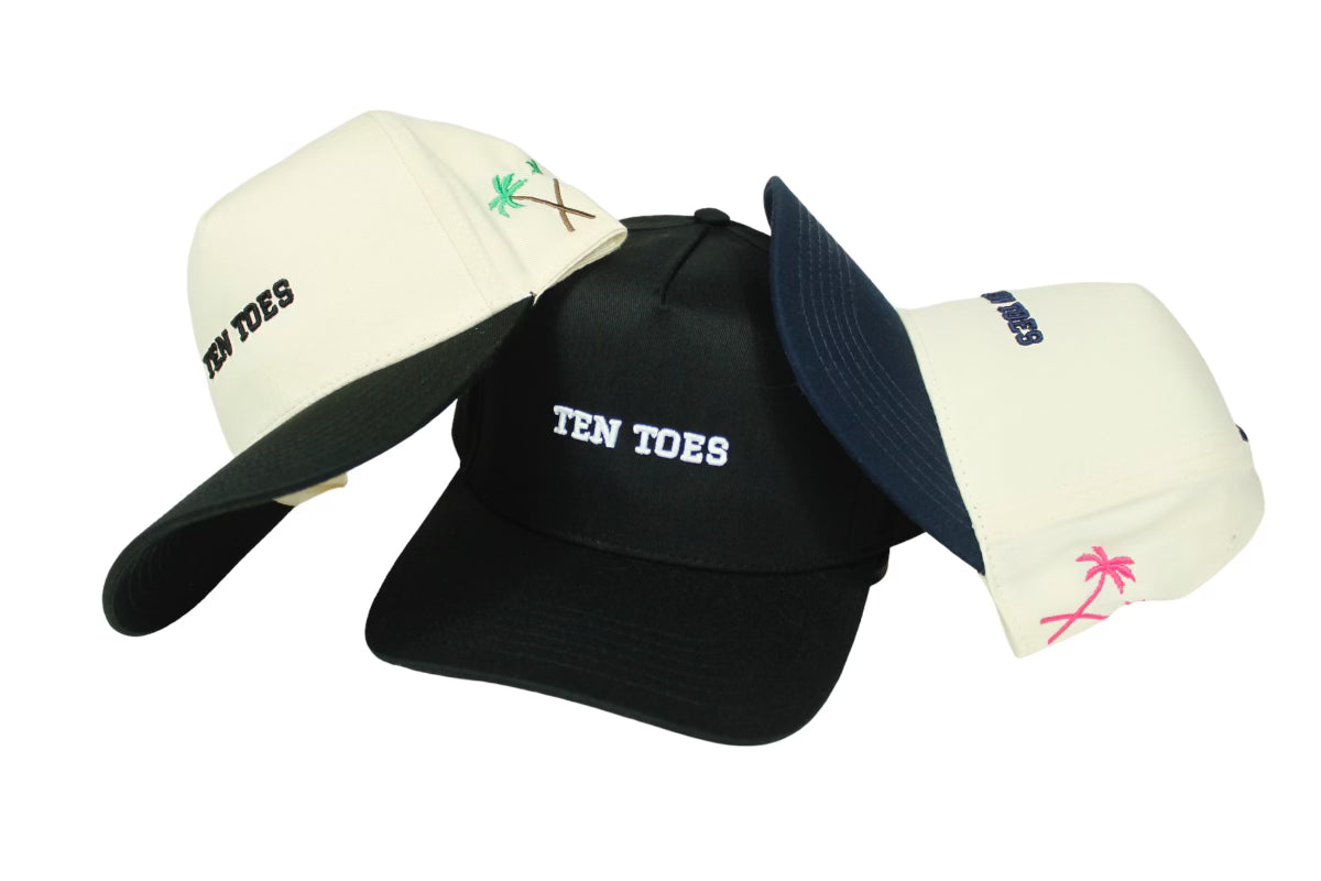 Black and off white Ten Toes Snapback (Green & Brown Palm Tree)