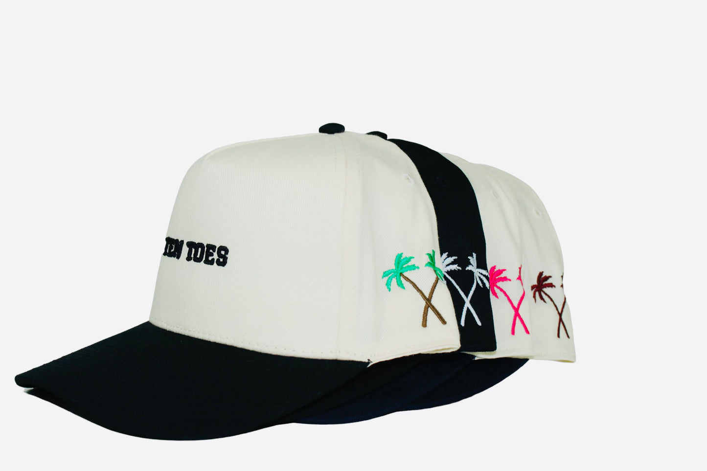 Black and off white Ten Toes Snapback (Green & Brown Palm Tree)