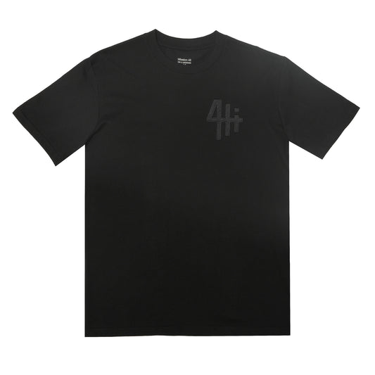 Solid Black Embroidered Logo Tee