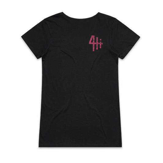 Womens Pink Jaguar Embroidered Logo Tee