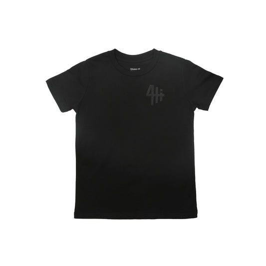 Kids Solid Black Embroidered Logo Tee